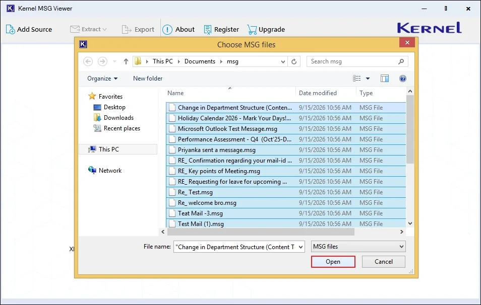 Select MSG files