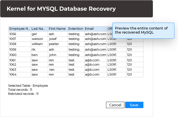 view the entire content of MY SQL Database