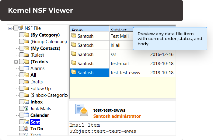 Preview any data file item with correct order, status, and body.