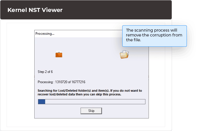 The scanning process will remove the corruption from the file.