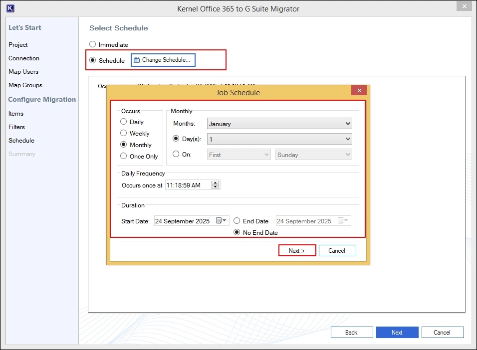 schedule migration