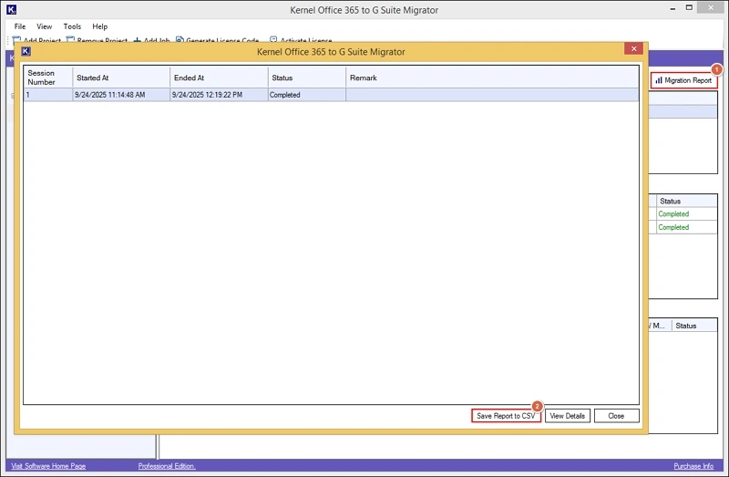 save migration report to csv