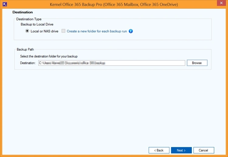 select the destination path