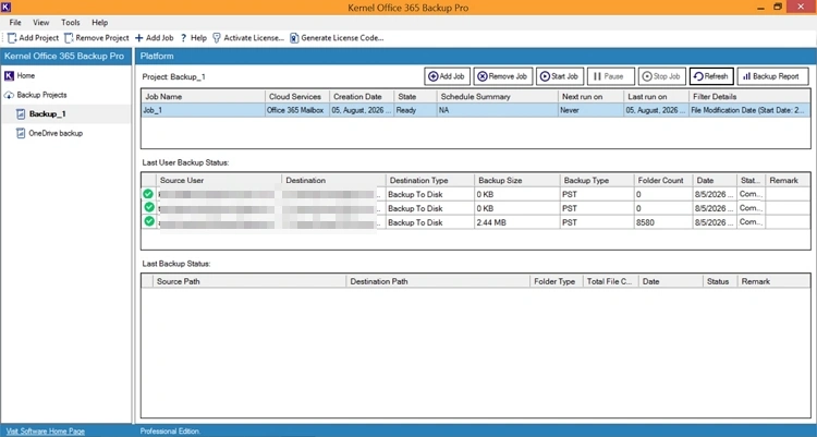 Office 365 backup completed