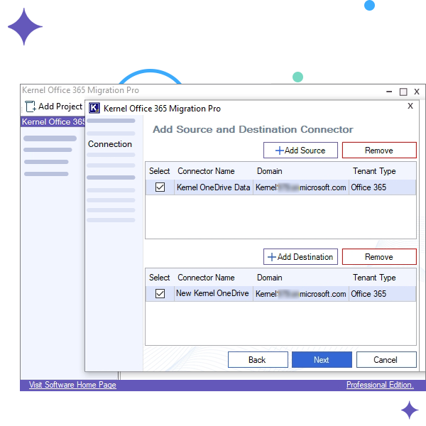 connect source and destination