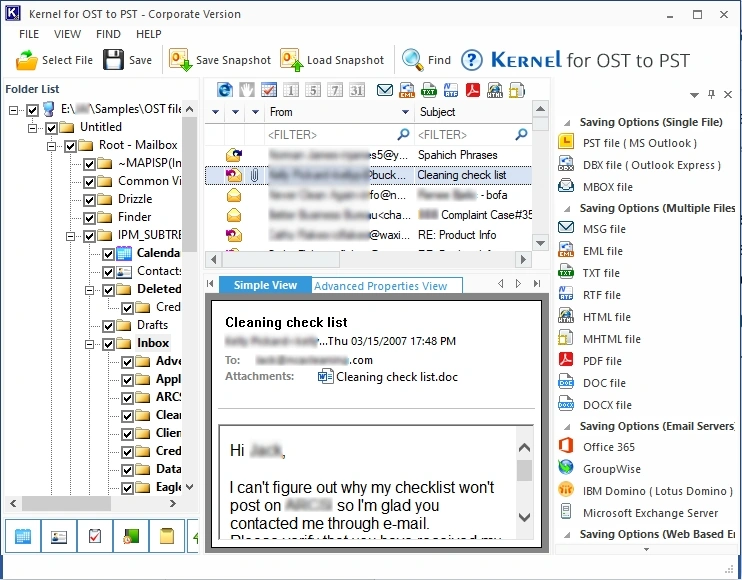 Kernel OST to PST