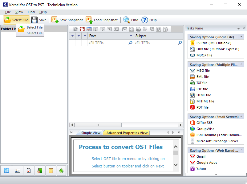 Choose the ost file which you want to convert