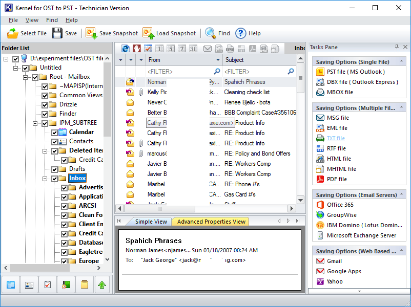 See your mailbox folder on the left pane of the window