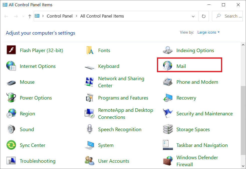 Mail dialog box is displayed