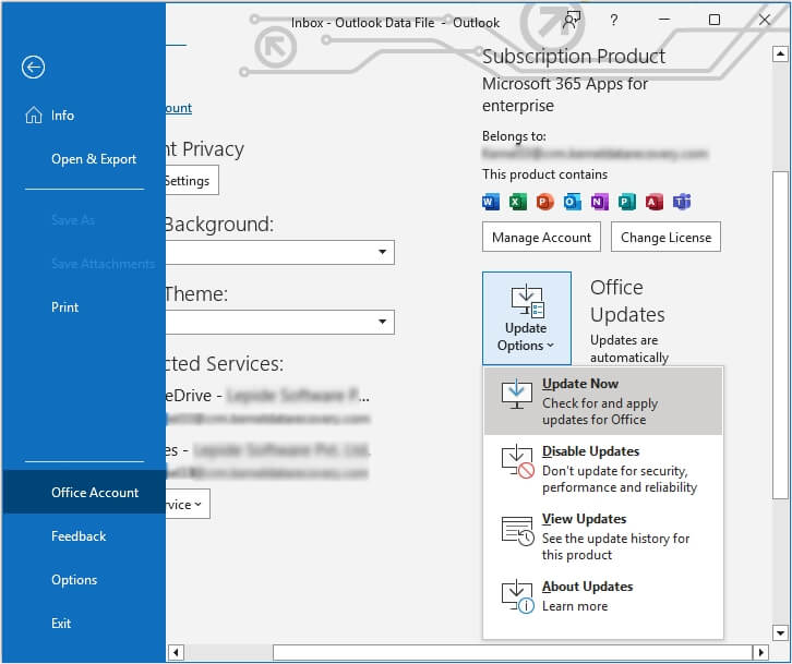 click on Update Options