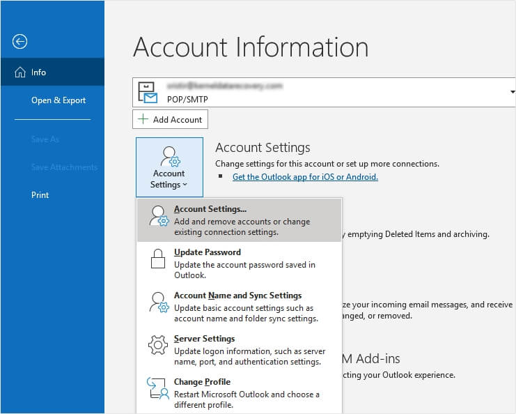 select Account Settings