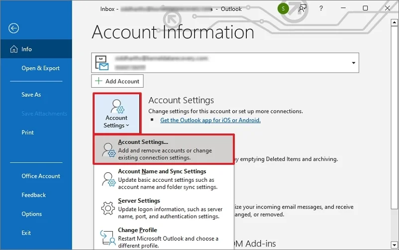 select Account Settings