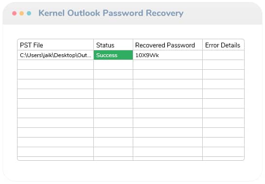 Save the PST password recovery report