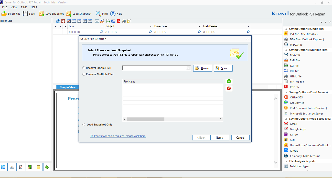 Launch Kernel Outlook PST Repair tool