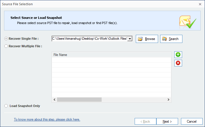 Browse the file that you want to convert to MSG