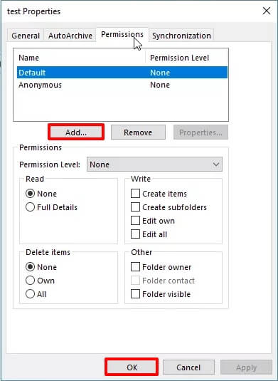 select the Permissions