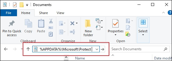 Paste APPDATA path in address bar