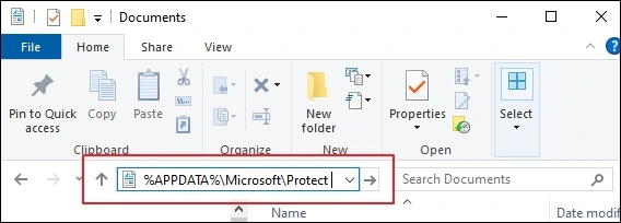 Paste APPDATA path in address bar
