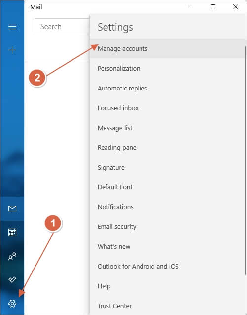 click Manage Accounts
