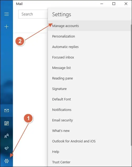 click Manage Accounts