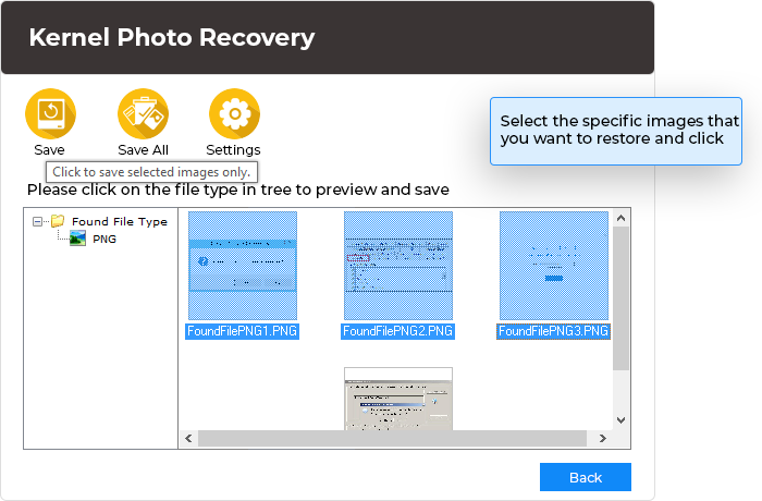 Select and save specific recovered photos