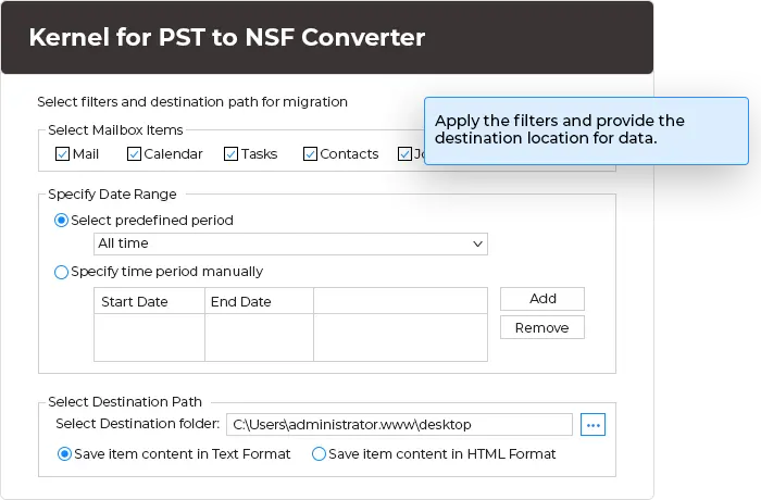 Export PST files to NSF