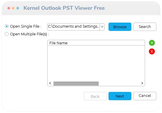 Select and upload desired PST file 