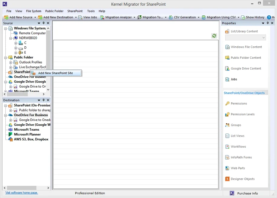 Launch the Kernel Migrator for SharePoint tool