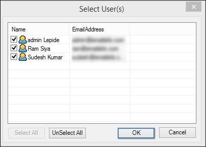 select user name from the list