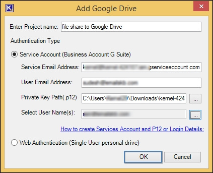 After selecting user, click OK to proceed