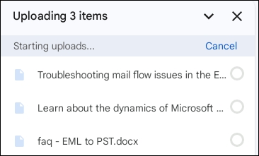 status of the files uploaded to the drive will be shown