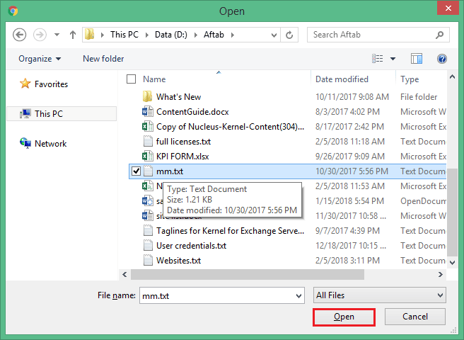 Browse and select the desired files/folder