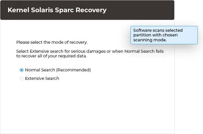 scan selected partition with Normal Search or Extensive Search