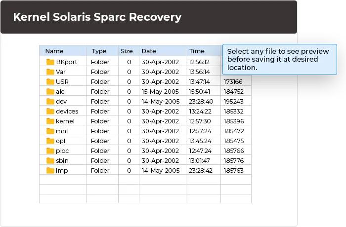 Preview and save recovered Unix files