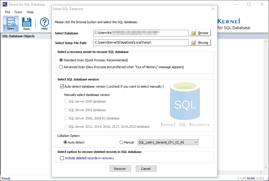 Select the MDF file