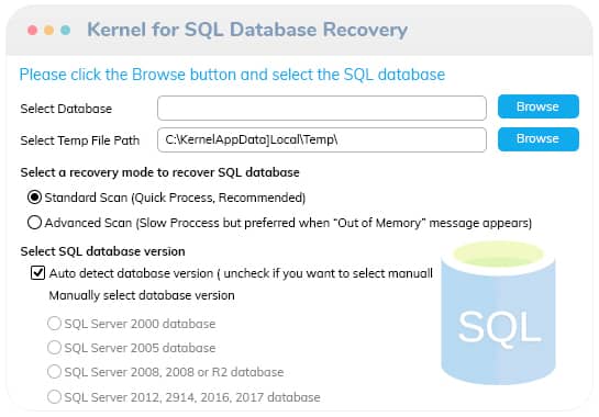 Selección de base de datos SQL corrupta