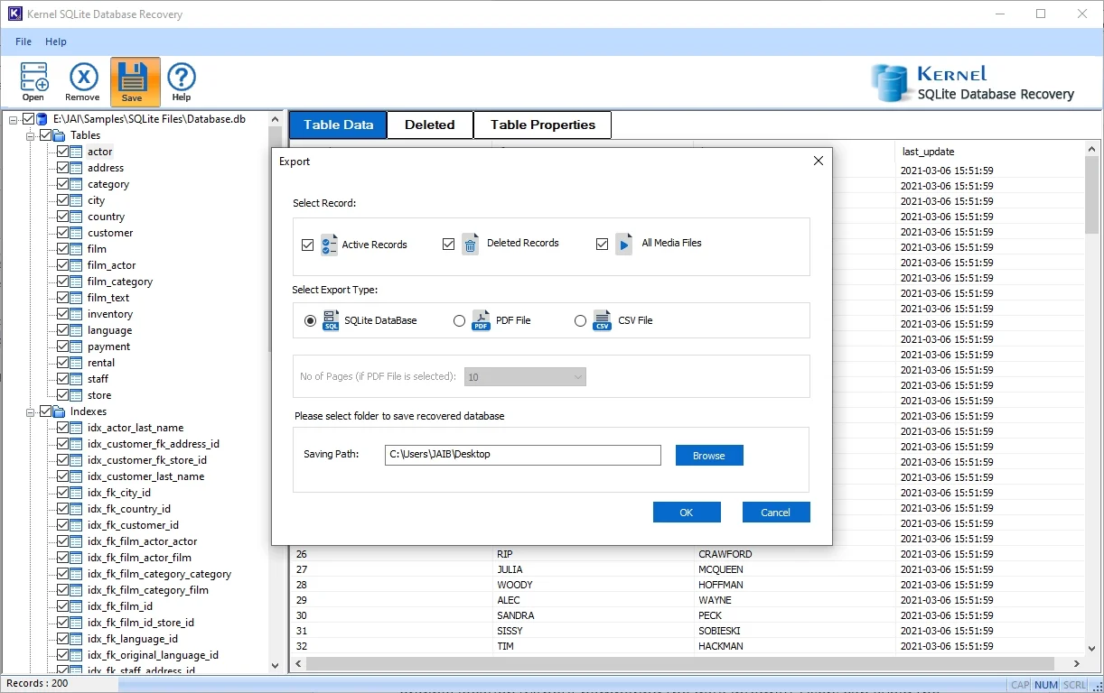 SQLite Database Recovery tool