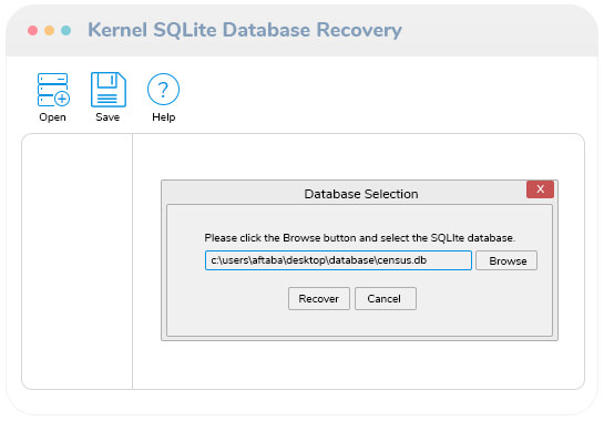 Seleccione el archivo de base de datos SQLite