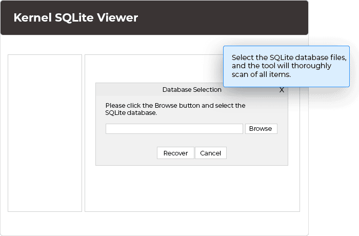 Select the SQLite database files, and the tool will thoroughly scan of all items.