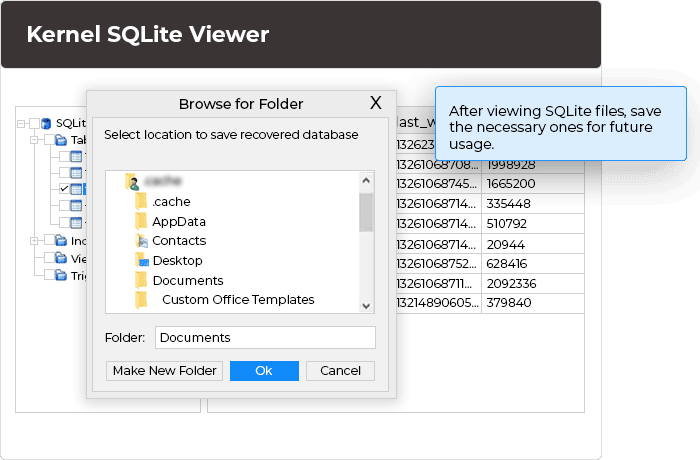 After viewing SQLite files, save the necessary ones for future usage.
