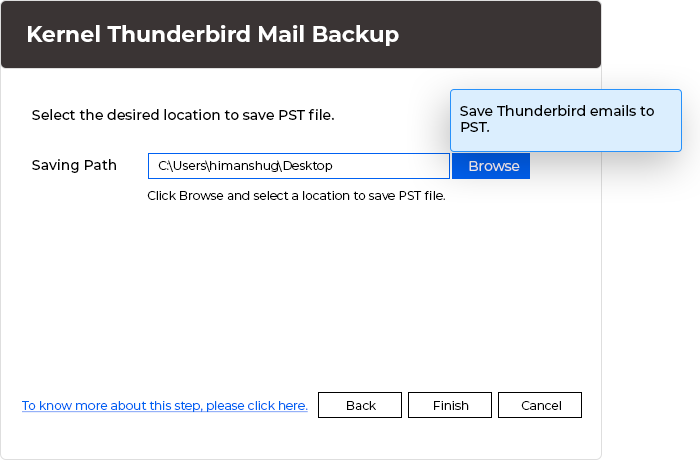 Save Thunderbird emails to PST.