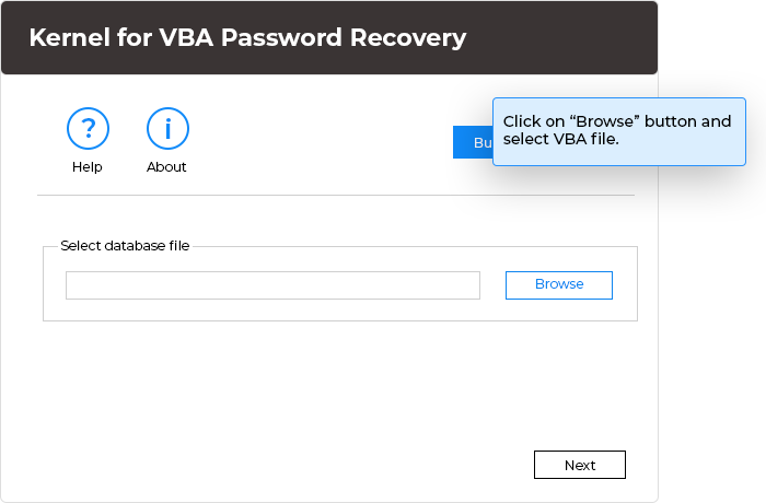In this step, click on “Browse” button and select VBA file