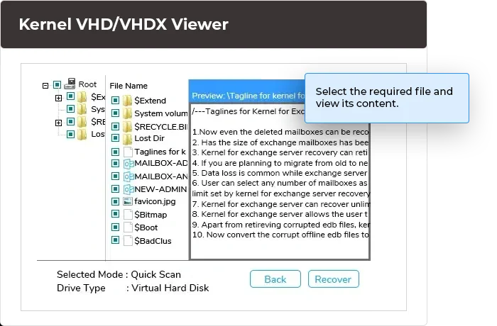 Select the required file and view its content.