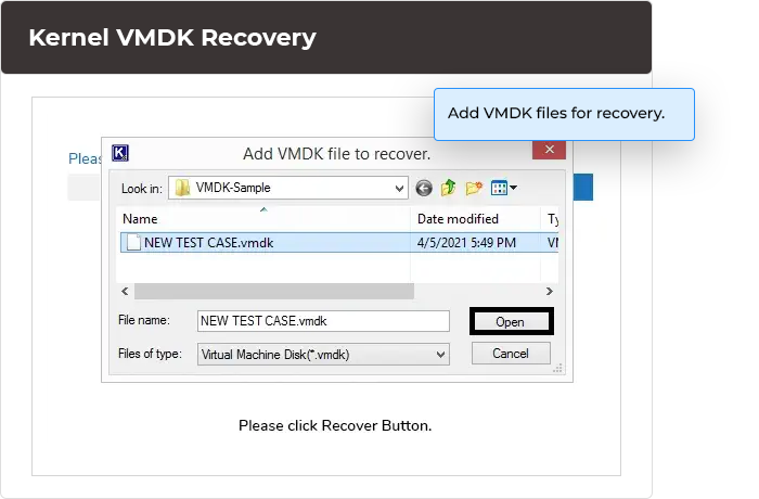 Add VMDK files for recovery