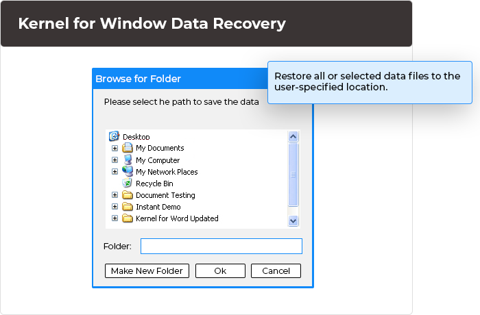 Save selected data in the destined location