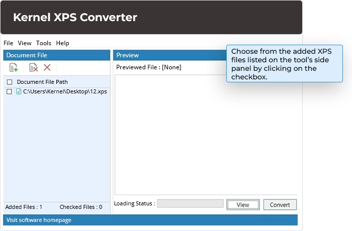 select xps files to convert