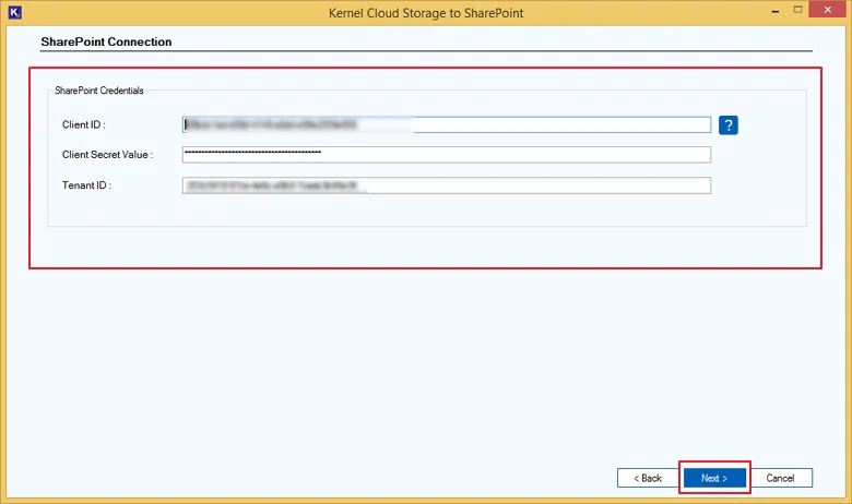 Provide the SharePoint Credentials