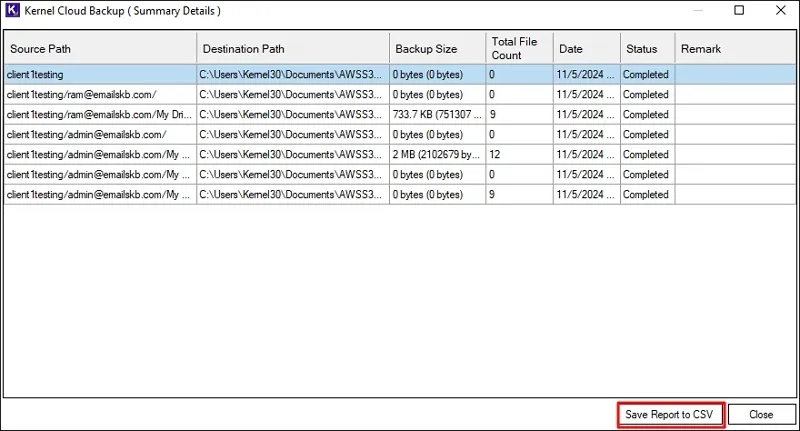 View and save report