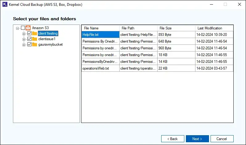 View and select data items