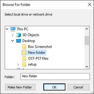 Select a destination folder and click on OK
